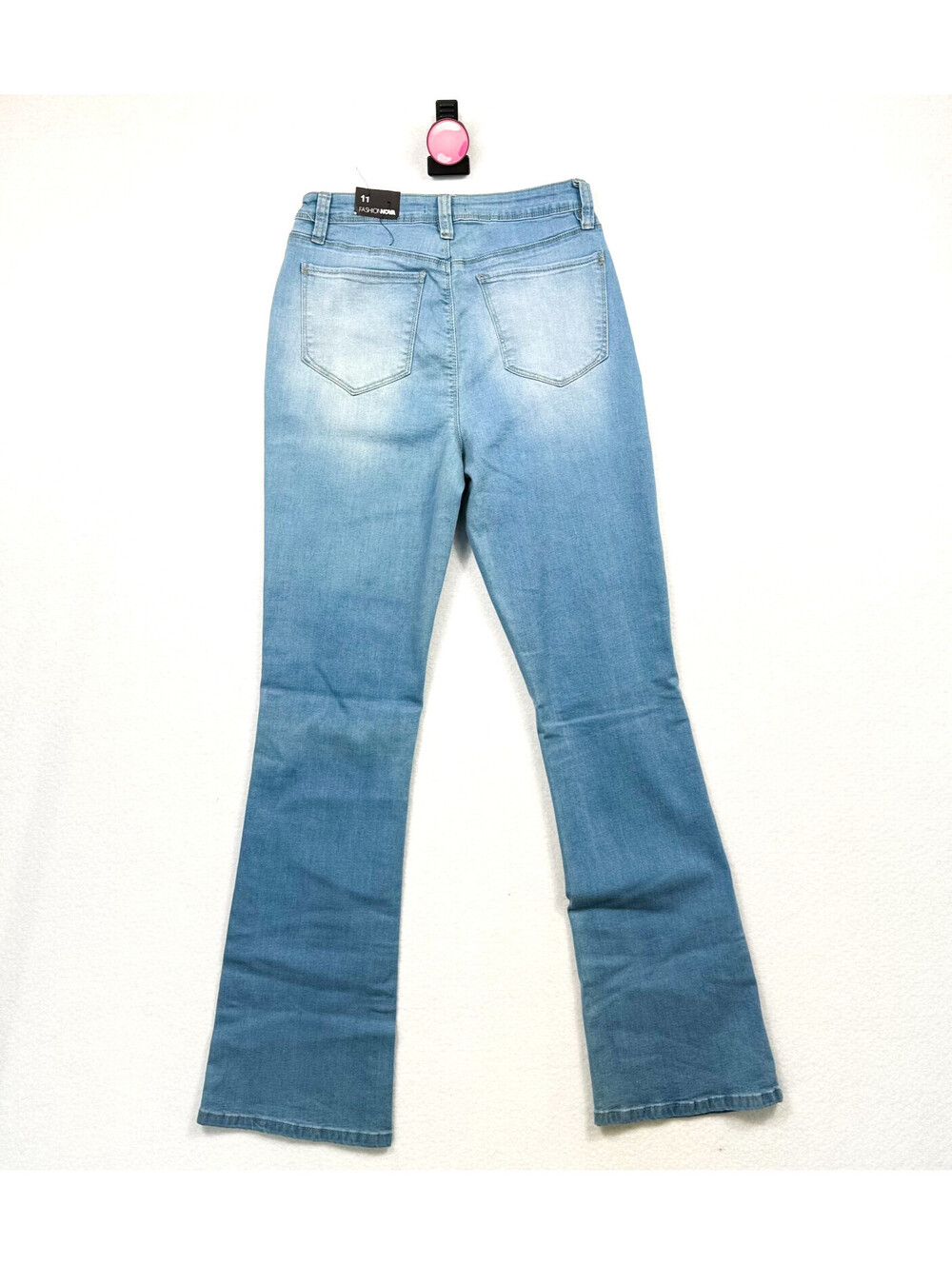 Fashion Nova Wide Leg High Waisted Light Wash Denim Jeans Women’s Size 11 NWT - Picture 2 of 15